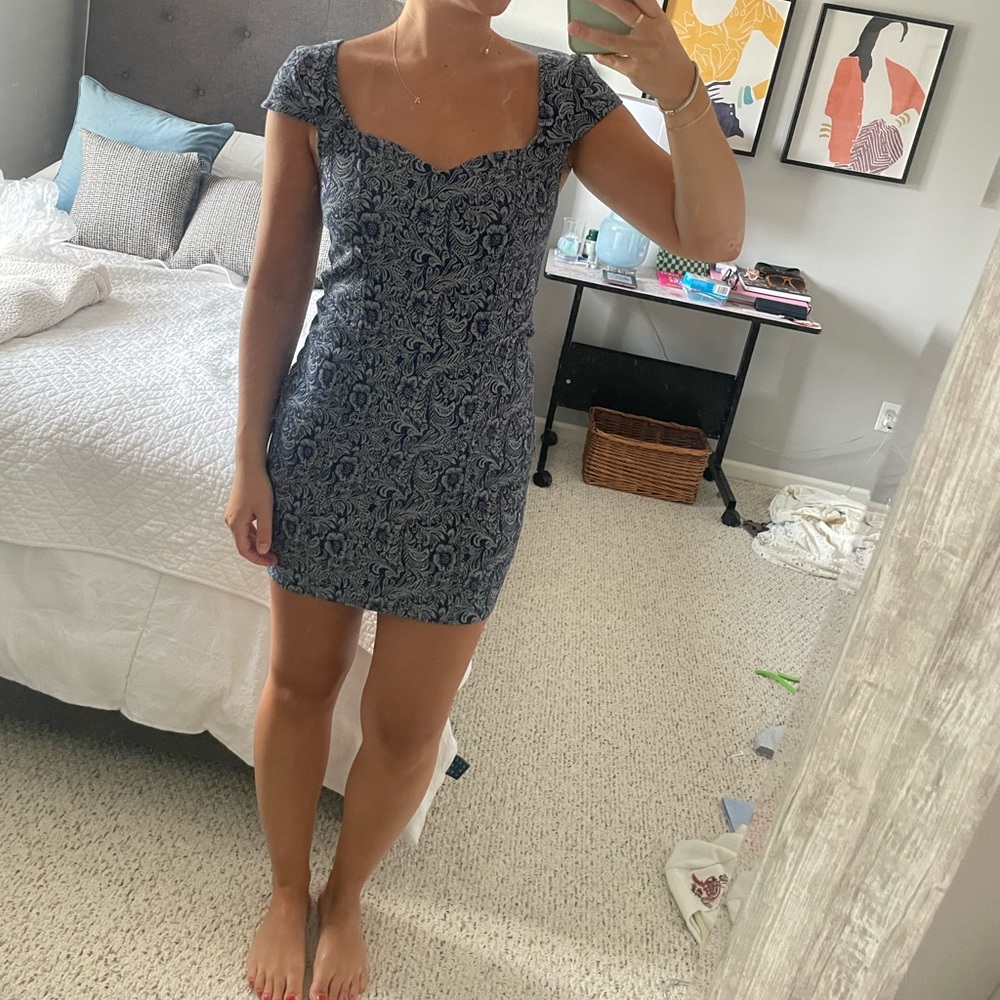 Free People floral baroque cap sleeve mini dress